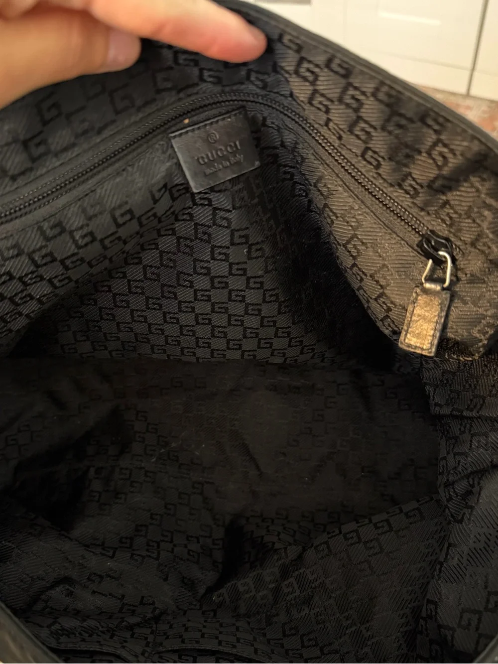 Vintage Gucci Nylon Messenger Bag with Silver Hardware